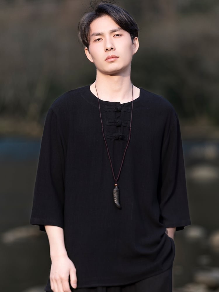 Mens Short Sleeve Linen Shirts Summer Top