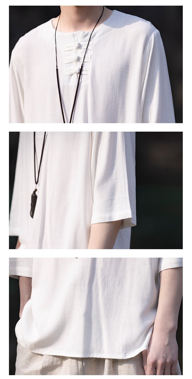 Mens Short Sleeve Linen Shirts Summer Top