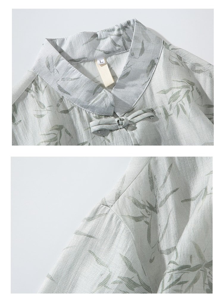 Mens Short Sleeve Shirts Ice Silk Tang Suit