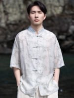 Mens Short Sleeve Shirts Ice Silk Tang Suit - Image 2