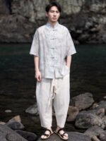 Mens Short Sleeve Shirts Ice Silk Tang Suit - Image 4
