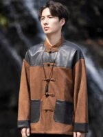 Mens Suede Jacket, Chinese Style Tang Suit Coat - Image 2