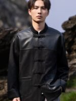 Mens Suede Jacket, Chinese Style Tang Suit Coat - Image 5