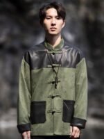 Mens Suede Jacket, Chinese Style Tang Suit Coat - Image 3