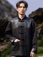 Mens Suede Jacket, Chinese Style Tang Suit Coat - Image 6