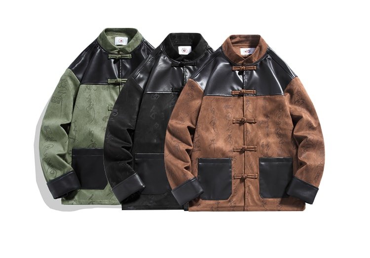 Mens Suede Jacket, Chinese Style Tang Suit Coat