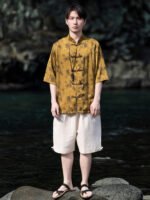 Mens Summer Shirts Ice Silk Stand Collar Shirt - Image 4