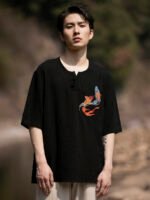 Mens T Shirt  Retro Embroidery Tang Suit Top - Image 4