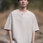 Mens T Shirts Chinese Style Linen Cotton Tee
