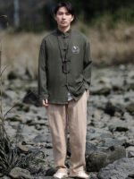 Men’s Tang Suit Jacket Embroidered Shirt - Image 3
