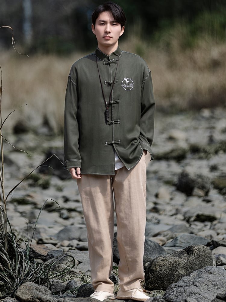Men's Tang Suit Jacket Embroidered Shirt
