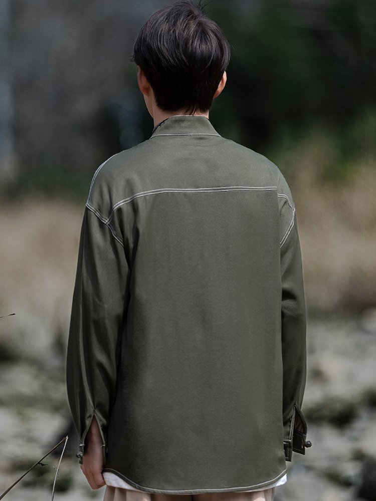 Men's Tang Suit Jacket Embroidered Shirt