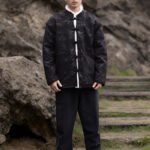 Mens Winter Coat Black Chinese Lamb Wool Jacket