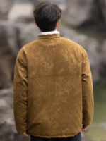 Mens Winter Coat Black Chinese Lamb Wool Jacket - Image 4