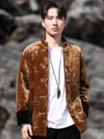 Mens Winter Jackets Loose Velvet Tang Suit Coat