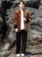 Mens Winter Jackets Loose Velvet Tang Suit Coat - Image 3