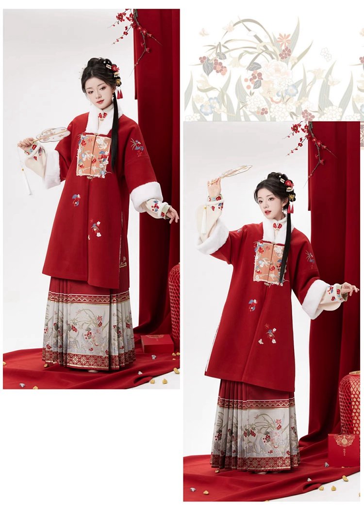 Ming Dynasty Hanfu Red Chinese New Year Clothing