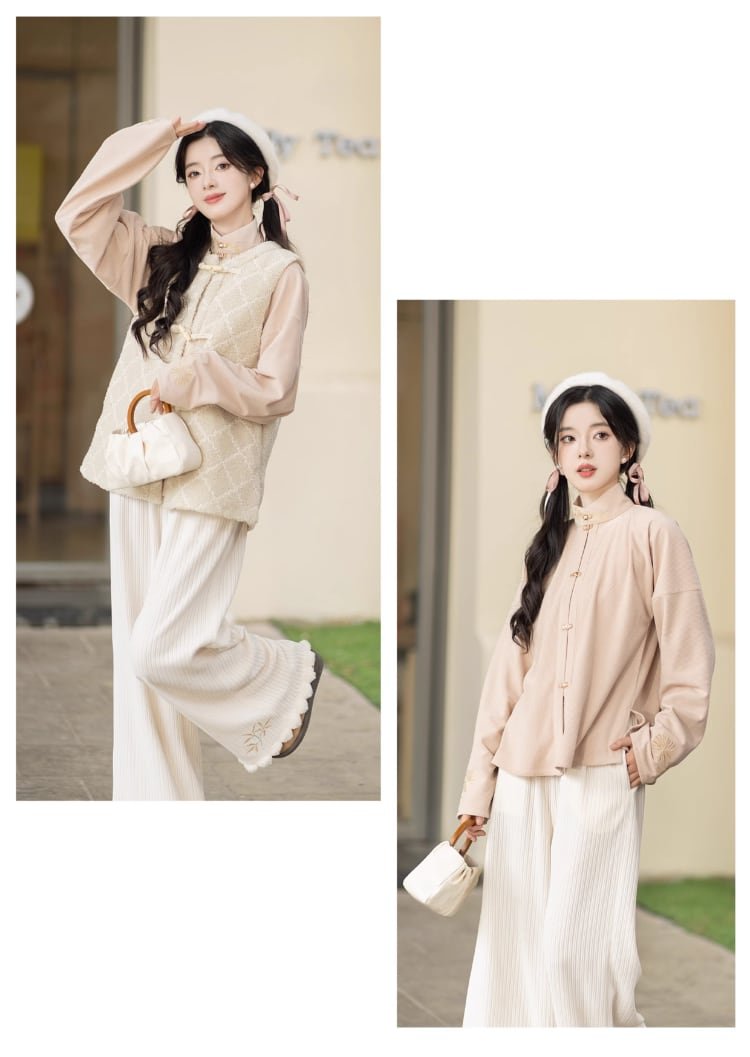 Ming Dynasty Modern Hanfu Winter Vest Shirt Pants