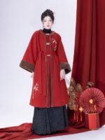 Ming Dynasty Style Long Coat Womens Modern Hanfu Winter