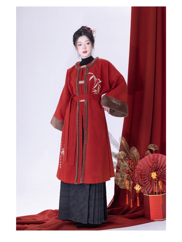 Ming Dynasty Style Long Coat Womens Modern Hanfu Winter