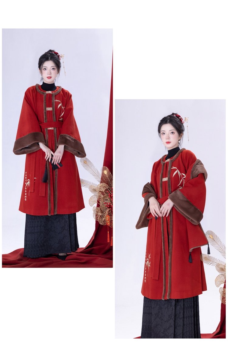 Ming Dynasty Style Long Coat Womens Modern Hanfu Winter