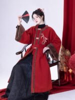 Ming Dynasty Style Long Coat Womens Modern Hanfu Winter - Image 2