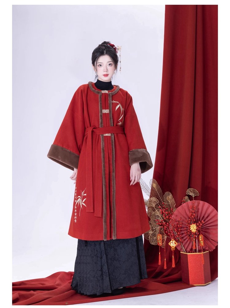 Ming Dynasty Style Long Coat Womens Modern Hanfu Winter