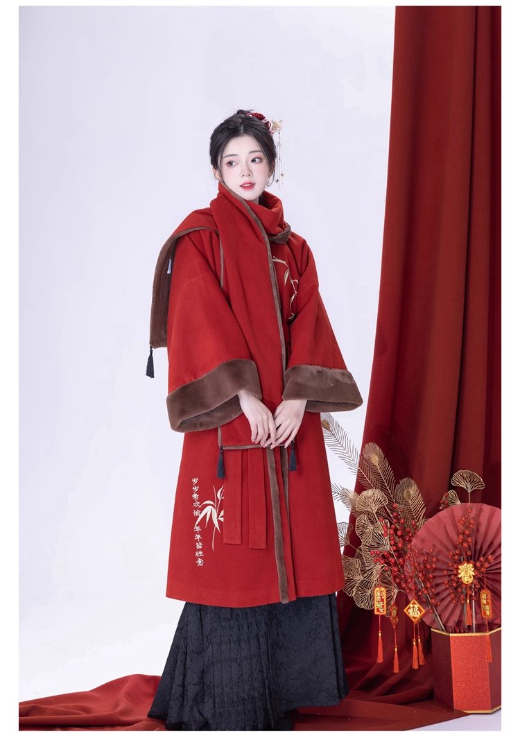 Ming Dynasty Style Long Coat Womens Modern Hanfu Winter