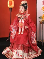 Ming Dynasty Traditional Hanfu Wedding Dress Red