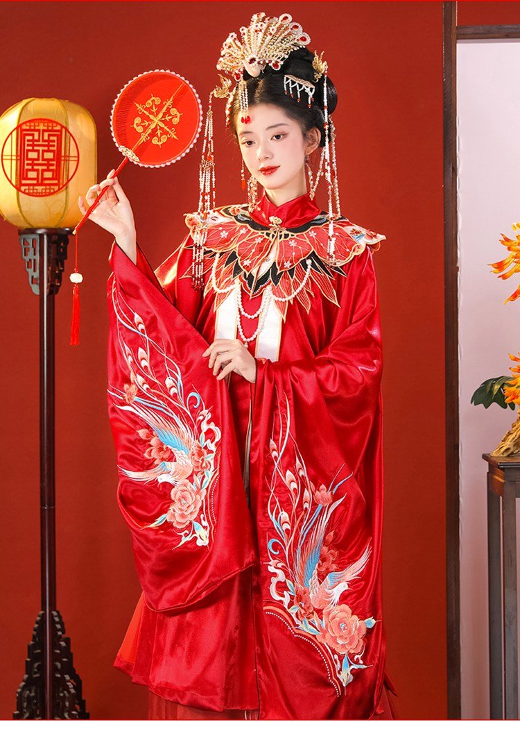 Ming Dynasty Traditional Hanfu Wedding Dress Red