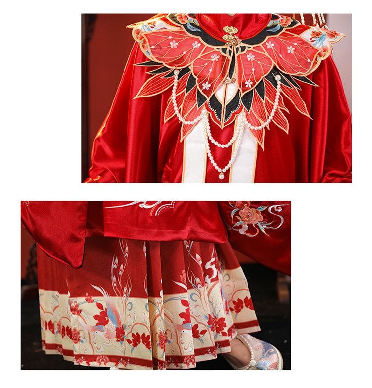 Ming Dynasty Traditional Hanfu Wedding Dress Red