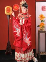Ming Dynasty Traditional Hanfu Wedding Dress Red - Image 2