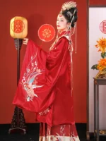Ming Dynasty Traditional Hanfu Wedding Dress Red - Image 4