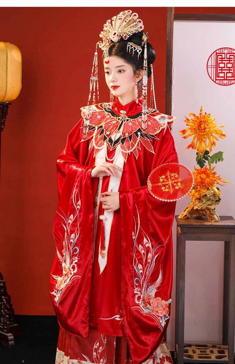 Ming Dynasty Traditional Hanfu Wedding Dress Red