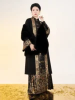 Ming-Style Hanfu Coat with Fur Shawl - Image 2