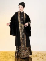 Ming-Style Hanfu Coat with Fur Shawl