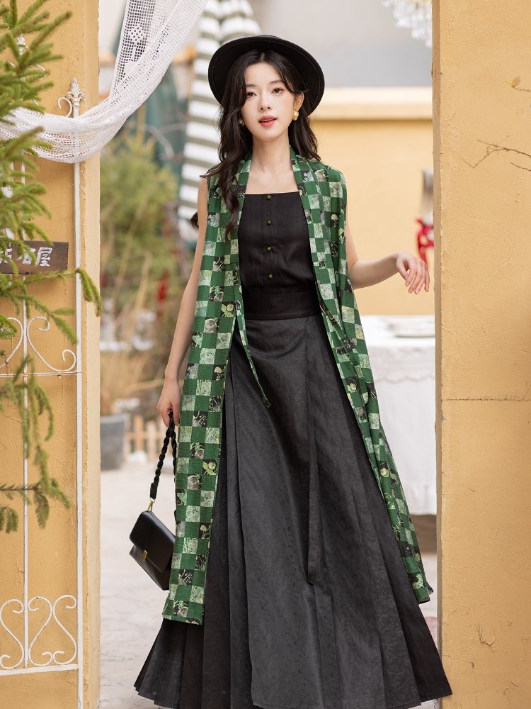 Ming Style Spring Hanfu Long Vest Set