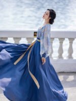 Modern Chinese Hanfu Dress Women’s Blue Dress