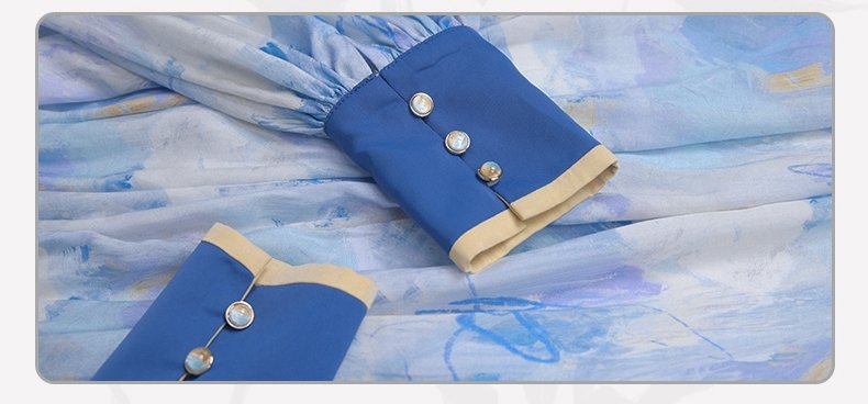 Modern Chinese Hanfu Dress Women's Blue Dress