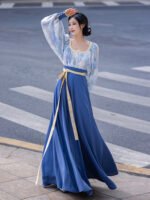 Modern Chinese Hanfu Dress Women’s Blue Dress - Image 2