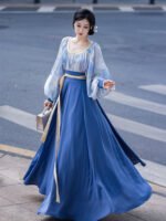 Modern Chinese Hanfu Dress Women’s Blue Dress - Image 3