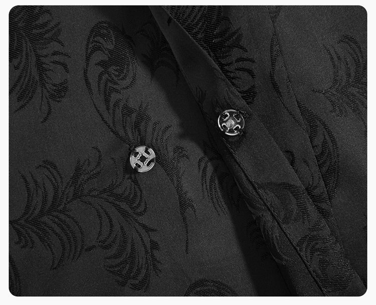 Modern Hanfu Black Skirt with Silver Brocade