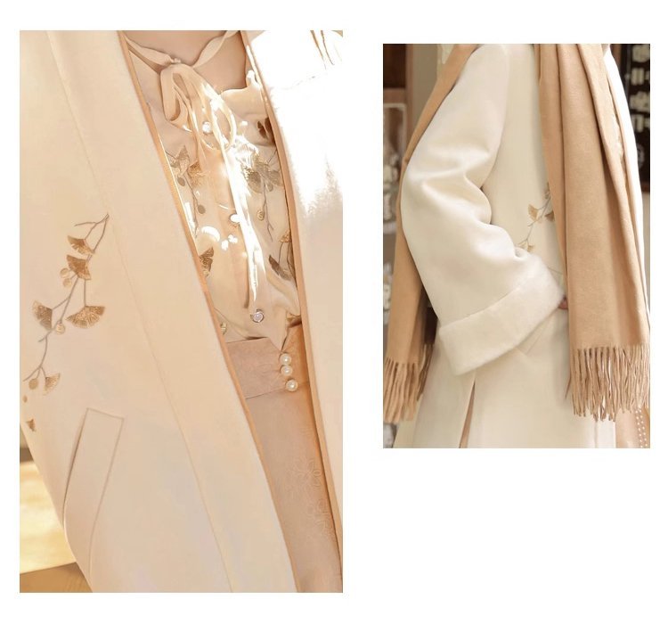 Modern Hanfu Coat with Ginkgo Embroidery