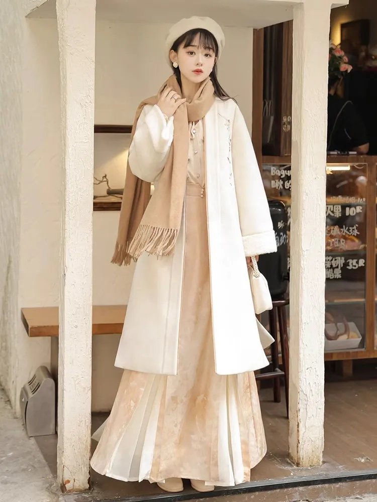 Modern Hanfu Coat with Ginkgo Embroidery