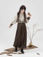 Modern Hanfu Female Embroidered Vest Shirt and Bloomers
