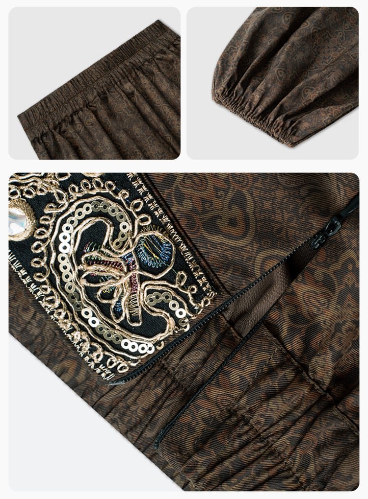 Modern Hanfu Female Embroidered Vest Shirt and Bloomers
