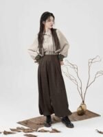Modern Hanfu Female Embroidered Vest Shirt and Bloomers - Image 4
