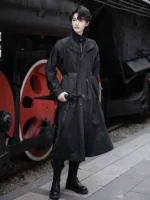 Modern Hanfu Men Tang Dynasty Round Neck Robe