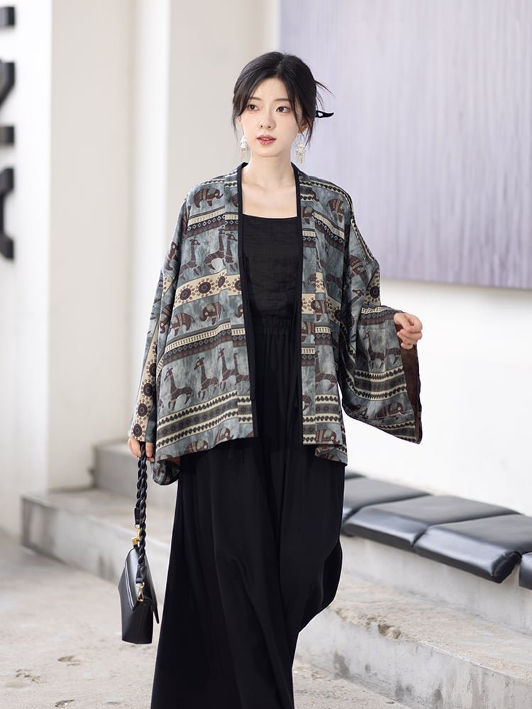 Modern Hanfu Set Jin Style Coat and Skirt Pants