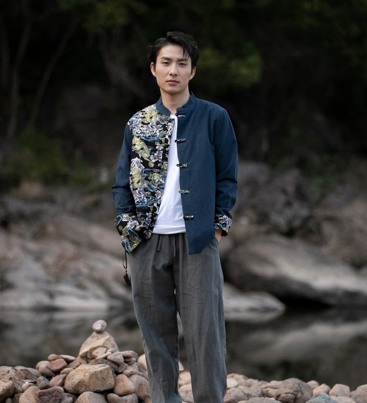 Modern Tang Suit Loose Printed Coat Men